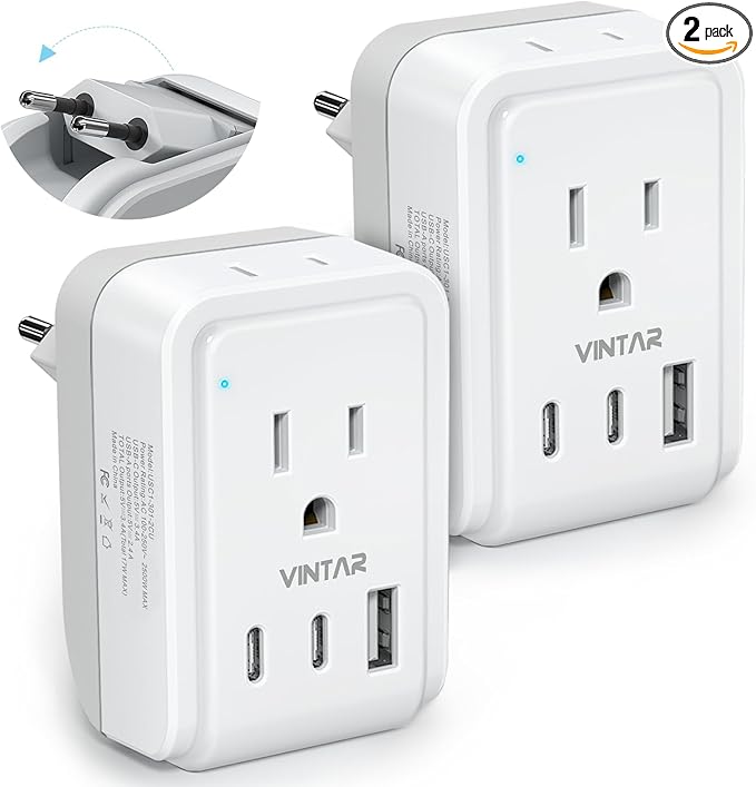 VINTAR European Travel Plug Adapter